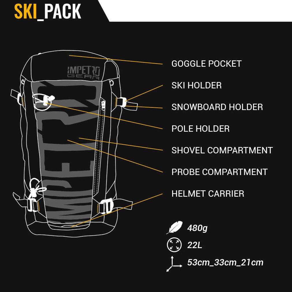 Impetro Gear Backpack Ski/Hike Pack Combo